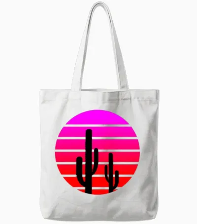 Retro Cactus Sunset Tote Bags - White
