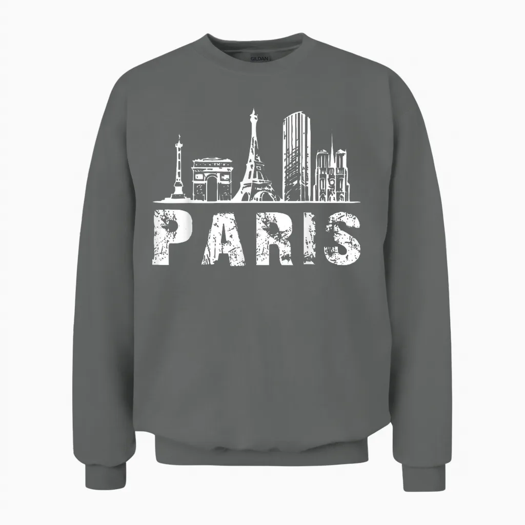 Paris France - National Day - Souvenirs De Paris T-Shirt, Black, S Unisex Sweatshirt in Graphite Heather