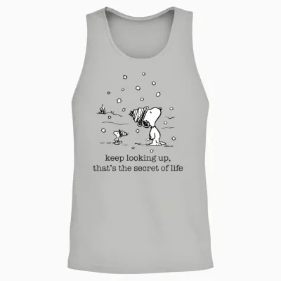 Peanuts - Snoopy and Woodstock Christmas Snowfall Unisex Tank Top - Ash