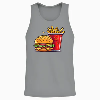Burger and French Fries Kids Men Women Boys Girls Gourmet Unisex Tank Top - Sport Grey