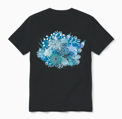 Coral Reef with Shells, Sea Anemones and Corals Unisex T-Shirt - Black
