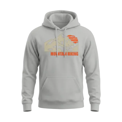 Vintage Mountain Hiking Graphic Illustration With Unisex Hoodie - Ash