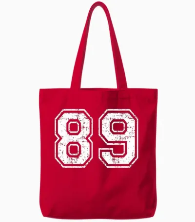 89 Matching Universitaire Grunge De Sports D'équipe Numéro Quatre-Vingt-Neuf Tote Bags - Red