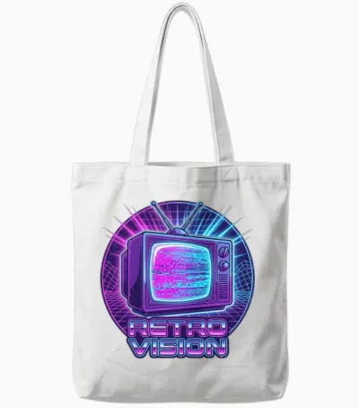 Retro Vision Neon Tv Tote Bags - White
