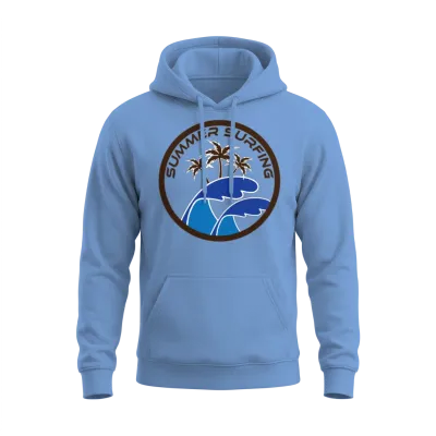 Fresh Hawaiian Style Tshirt Design Summer Surfing Unisex Hoodie - Carolina Blue