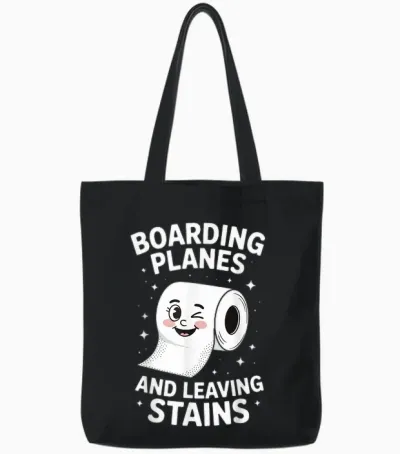 Boarding Planes and Leaving Stains Toilet Tote Bags - Black