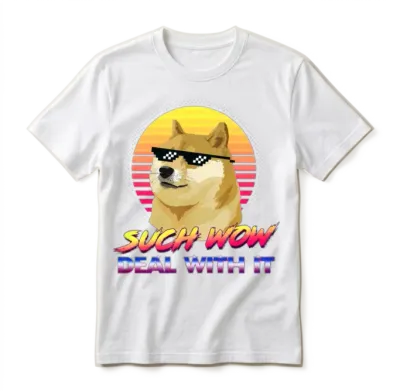 Such Wow Deal with It Doge Internet Meme Unisex T-Shirt - White