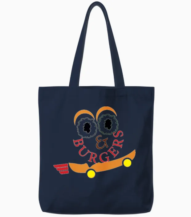 Burgers Fast Food Tote Bags in Navy