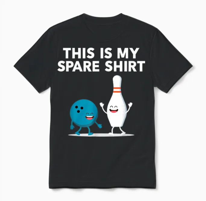 Funny Bowling Tee for Men Women Boys & Girls | Spare Unisex T-Shirt in Black