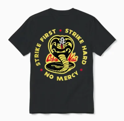 Cobra Kai Hit the First Cobra Logo Unisex T-Shirt - Black
