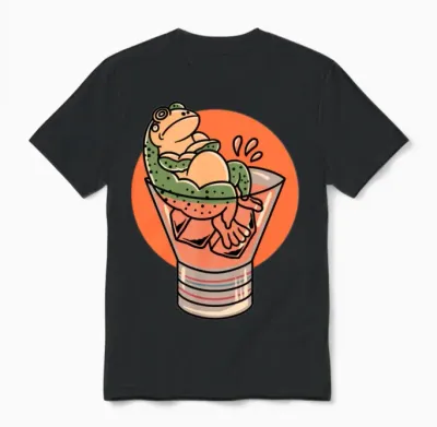 Drunken Frog Funny Unisex T-Shirt - Black