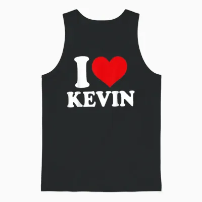 I Love Kevin, I Heart Kevin, Red Heart Valentine Unisex Tank Top - Black