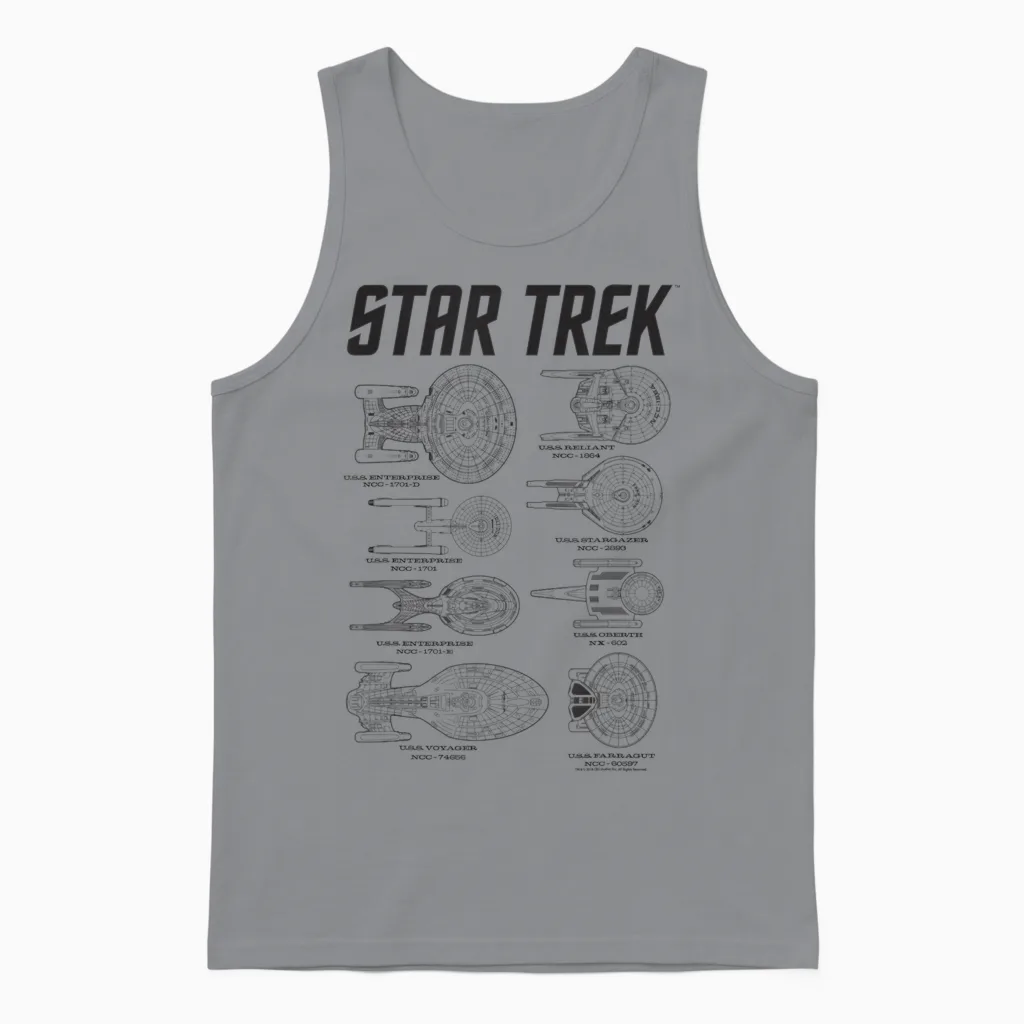 Star Trek Spaceships of Starfleet Enterprise Textbook Unisex Tank Top in Sport Grey