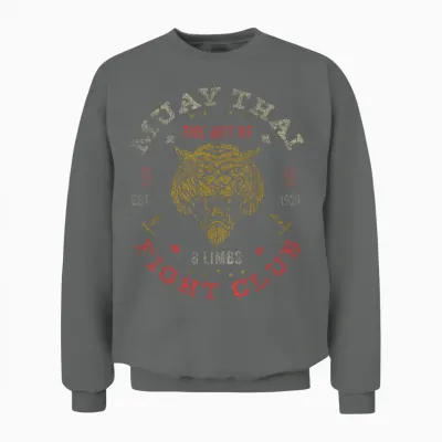 Muay Thai Fighter Vintage Tee Twin Tiger Art of 8 Limbs Unisex Sweatshirt - Graphite Heather