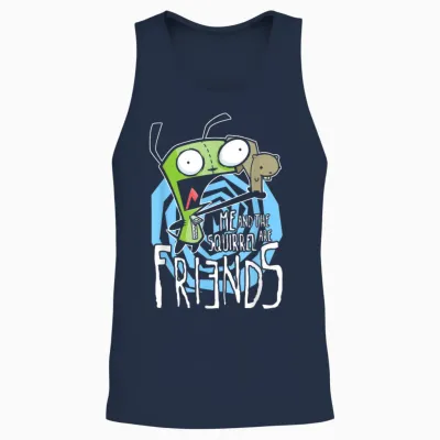 Invader Zim G.i.r Me and the Squirrel Are Friends Funny Logo Unisex Tank Top - Navy