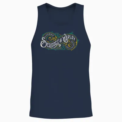 Scrooge and Marley Counting House Christmas Carol Vintage Unisex Tank Top - Navy