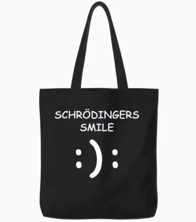 Physical Teacher Student Science Shirt Schrödingers Smile Physics T-Shirt, Black, S Tote Bags - Black