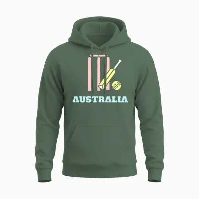 Cricket Bats and Ball Australia Unisex Hoodie - Military Green