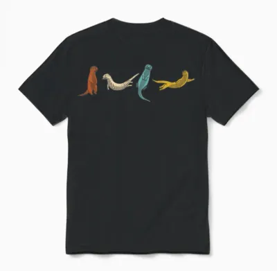 Otter Retro Vintage Unisex T-Shirt - Black