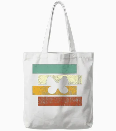 Butterfly Retro Tote Bags - White