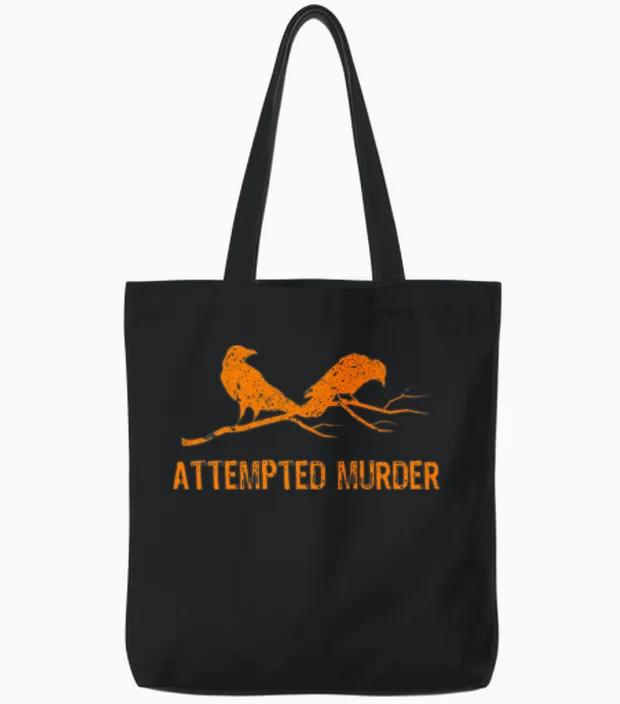 Crows Attempted Murder Funny Crow Meme Bird 1wh9 Tote Bags in Black