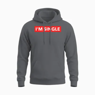 Lustiges Rotes Banner I'm Single Sarcastic Dating Humor Zitate Unisex Hoodie - Charcoal