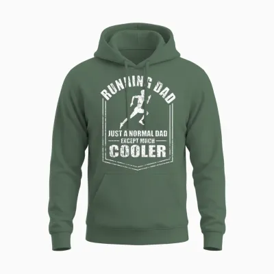 Running Dad Normal Dad Except Cooler Fathers Day Unisex Hoodie - Military Green