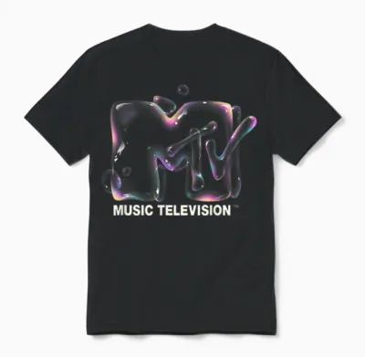 Mademark X Mtv - Mtv Logo Soap Bubbles Rainbow Detergent Liquid Bubble Mtv Unisex T-Shirt - Black