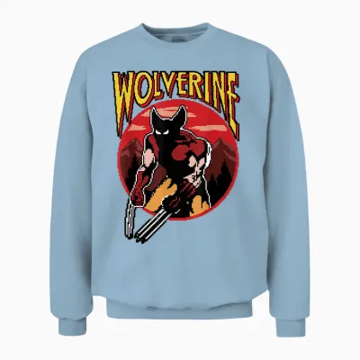 Marvel X-Men Wolverine Retro-Videospiel, Kreisförmiges Portraitlogo Unisex Sweatshirt - Light Blue