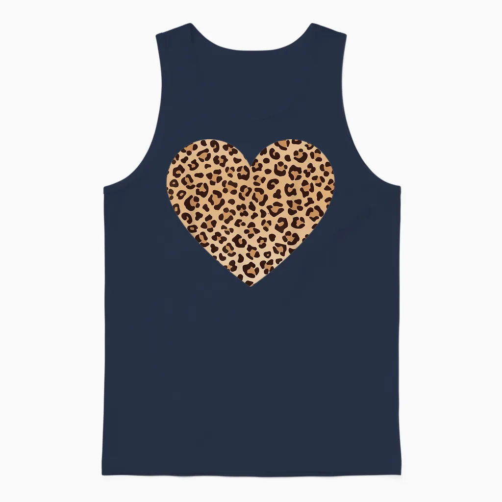 Leo Herz Gepard Leopard Motiv Leopardenmuster Für Damen Unisex Tank Top in Navy