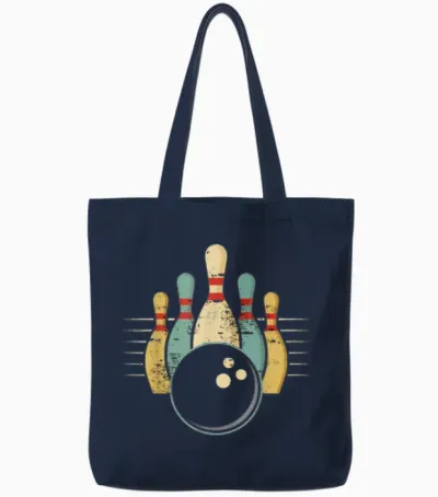 Funny Gift Funny Teen Bowling T-Shirt, Black, S Tote Bags - Navy