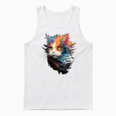 Persian Cat Masterful Animal Painting Unisex Tank Top - White