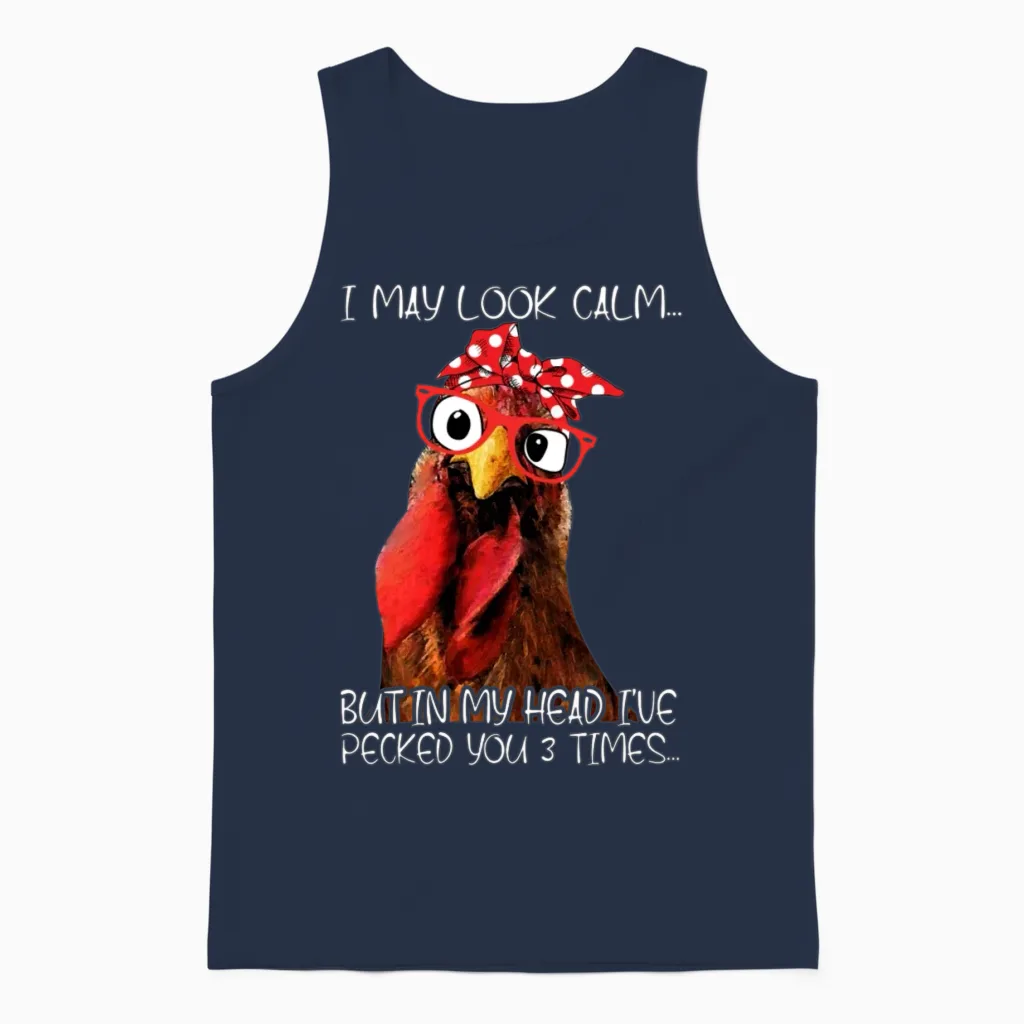 Rooster Locked You 3 Times Bird Lovers Gift Unisex Tank Top in Navy