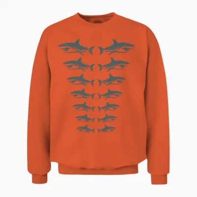 Shark Row Pattern Unisex Sweatshirt - Orange