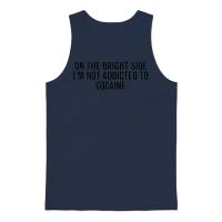 On the Bright Side I'm Not Addicted to Cocaine Unisex Tank Top - Navy – 1