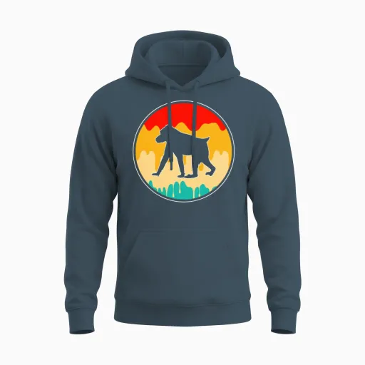 Monkey Retro Unisex Hoodie in Dark Heather