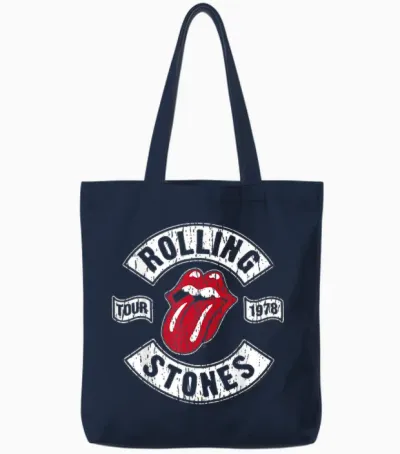 Official the Rolling Stones Us 78 Tour Black for Fans Tote Bags - Navy