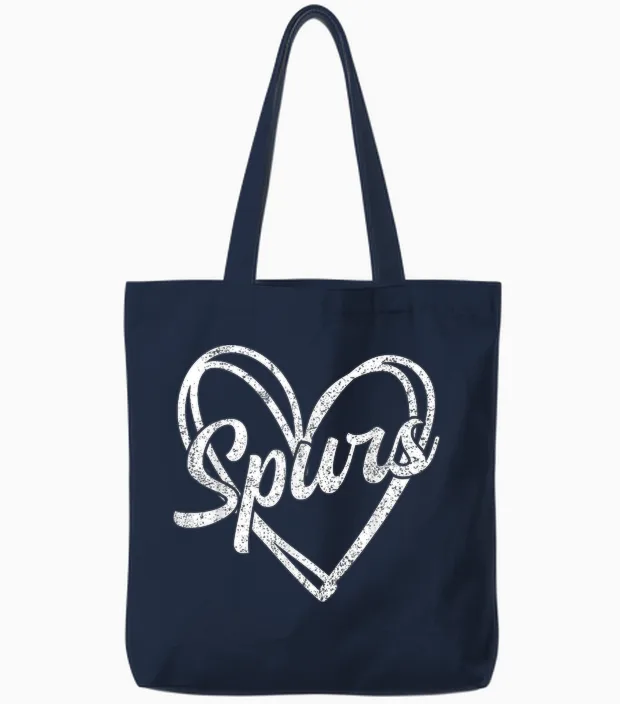 Retro Vintage Spurs Heart Tote Bags in Navy