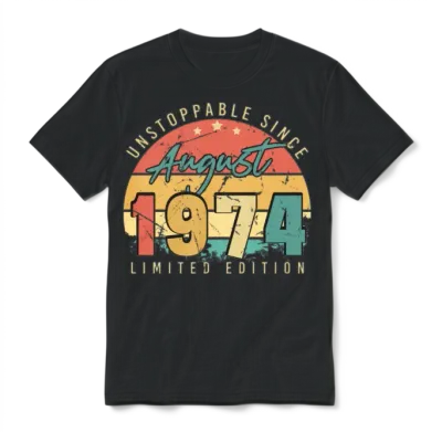 1974 August Retro Unisex T-Shirt - Black
