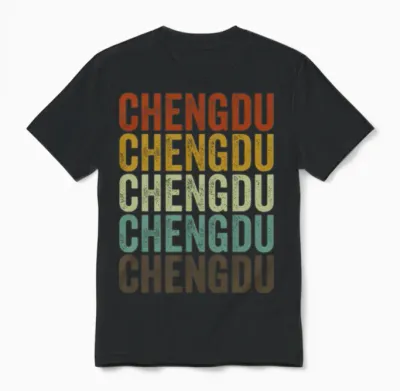 Chengdu China Retro Vintage Unisex T-Shirt - Black