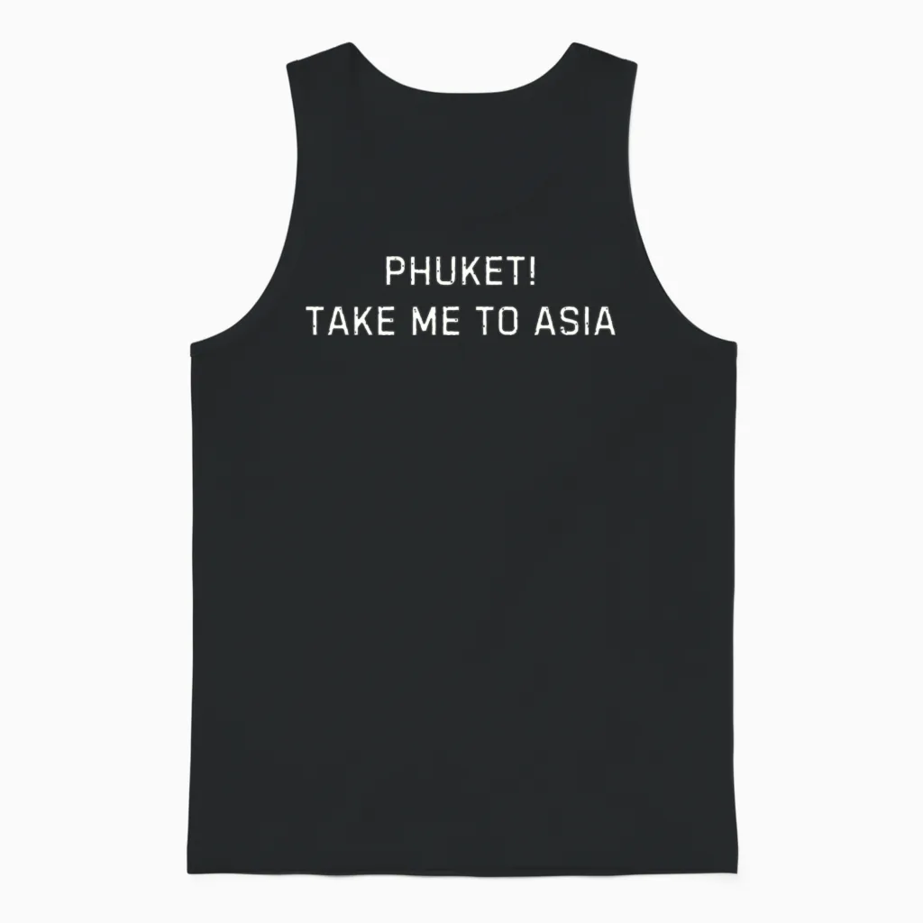 Phuket Travel Destination Graphic Design Unisex Tank Top in Black