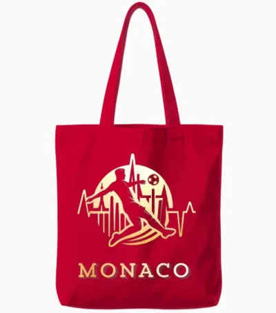 Gift Supporter Monaco Football Monegasque T-Shirt, Black, S Tote Bags - Red
