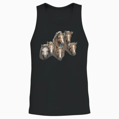 Six Beautiful Horses Unisex Tank Top - Black
