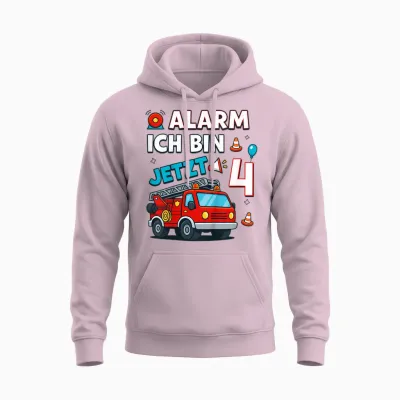 Alarm Ich Bin Jetzt 4 Feuerwehr Geburtstag Unisex Hoodie - Light Pink