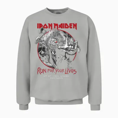 Iron Maiden Run for Your Lives Tour 2026 Lisbon Unisex Sweatshirt - Ash