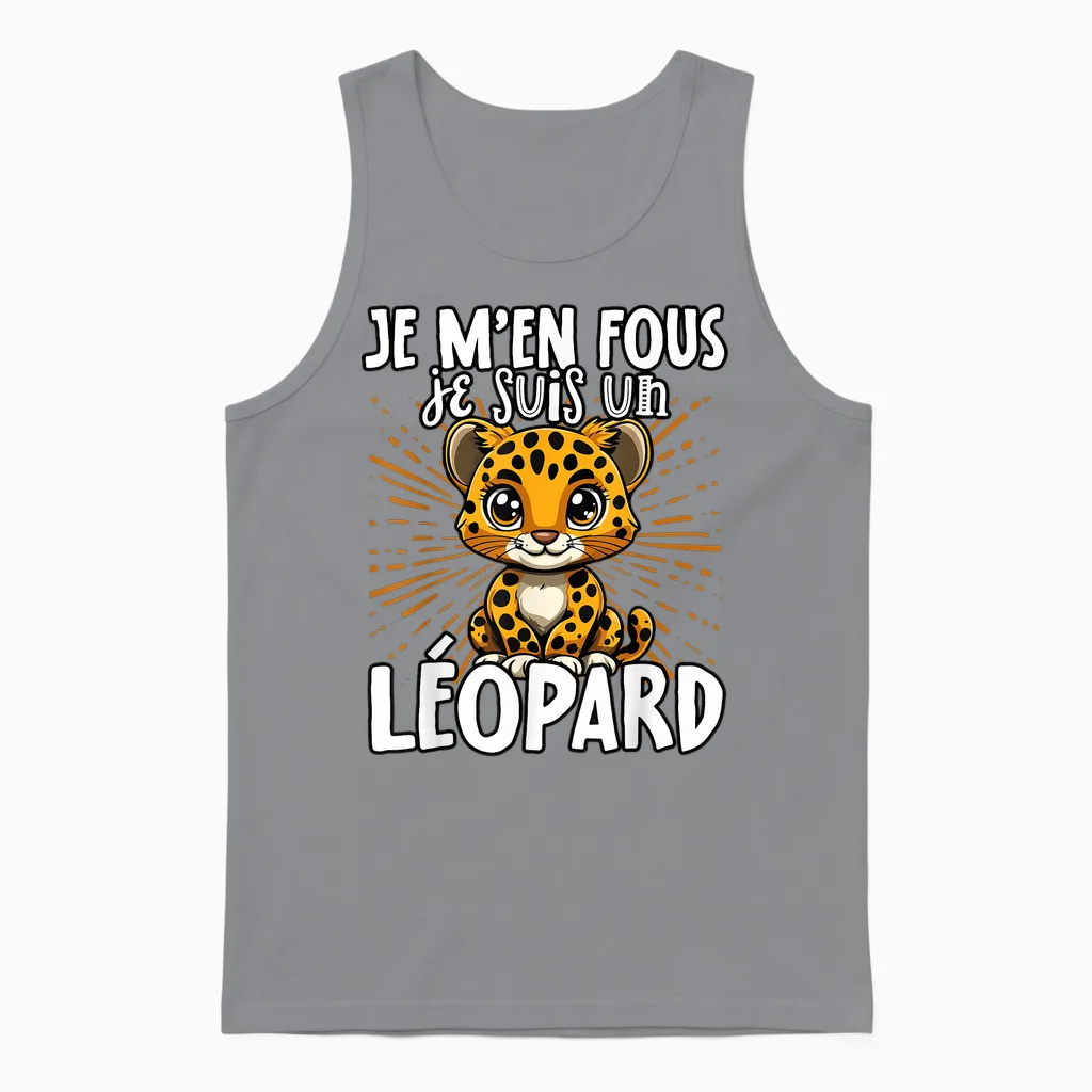 Je M'en Fous Je Suis Un Leopard - Cute Leopard T-Shirt, Black, S Unisex Tank Top in Sport Grey