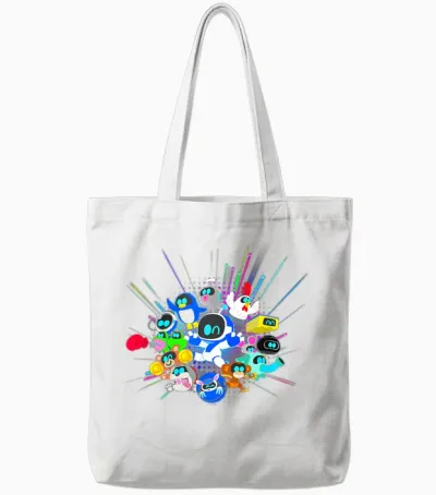 Playstation Astrobot and Friends Power Up Group Shot Tote Bags - White