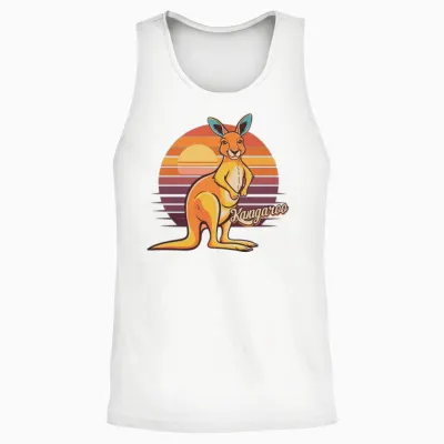 Funny Kangaroo Retro Vintage Unisex Tank Top - White