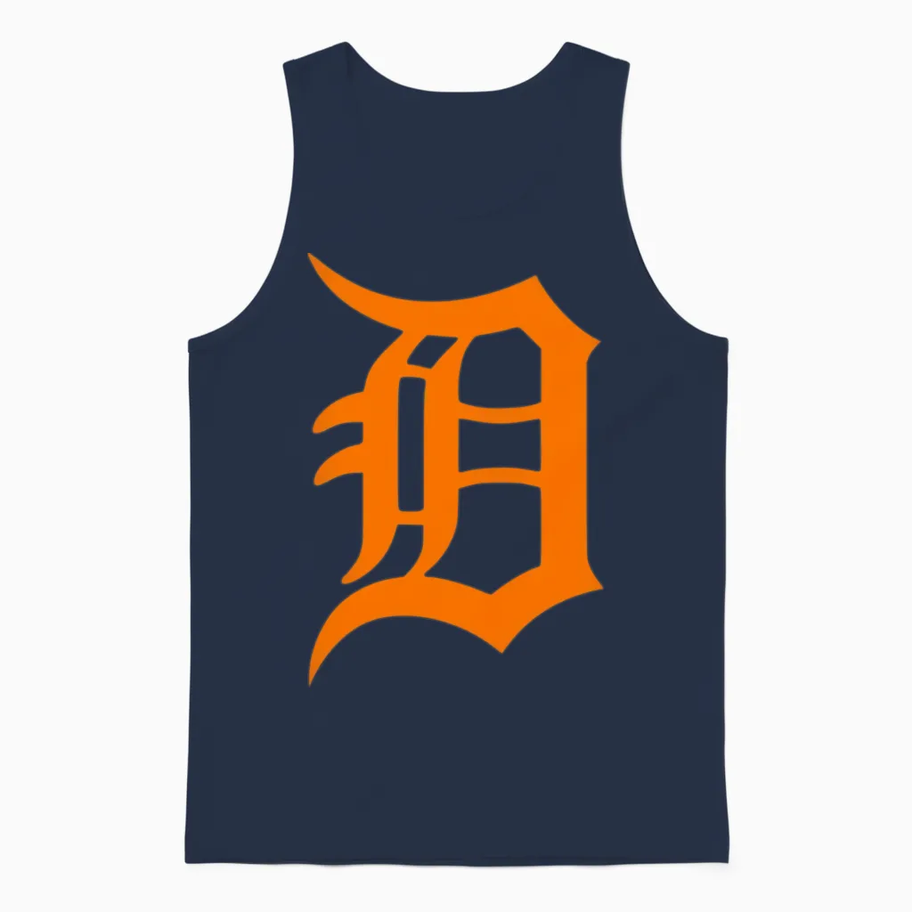 Detroit D.png Unisex Tank Top in Navy
