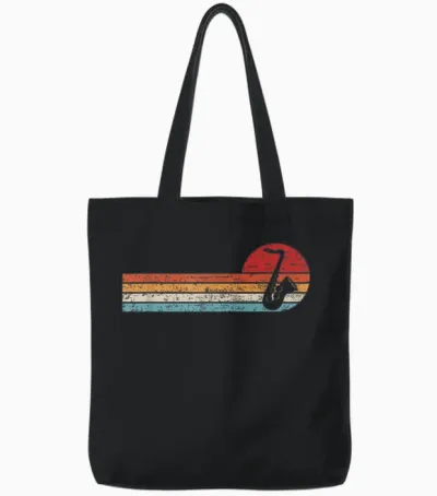 Saxophonist Jazz Musik Musiker Retro Saxophon Tote Bags - Black